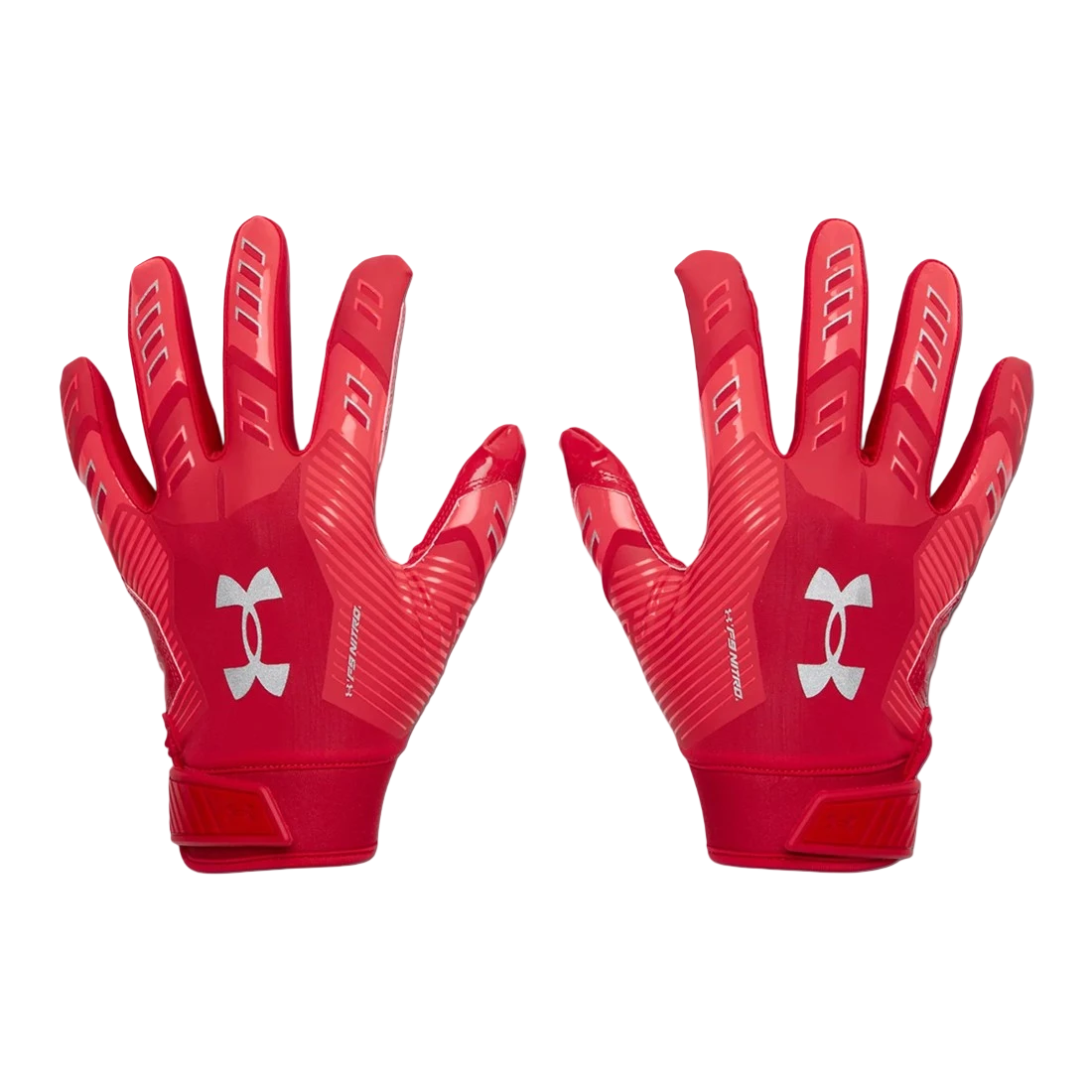 Under Armour F9 red Color Rush football and floorball gloves with secure wrist closure