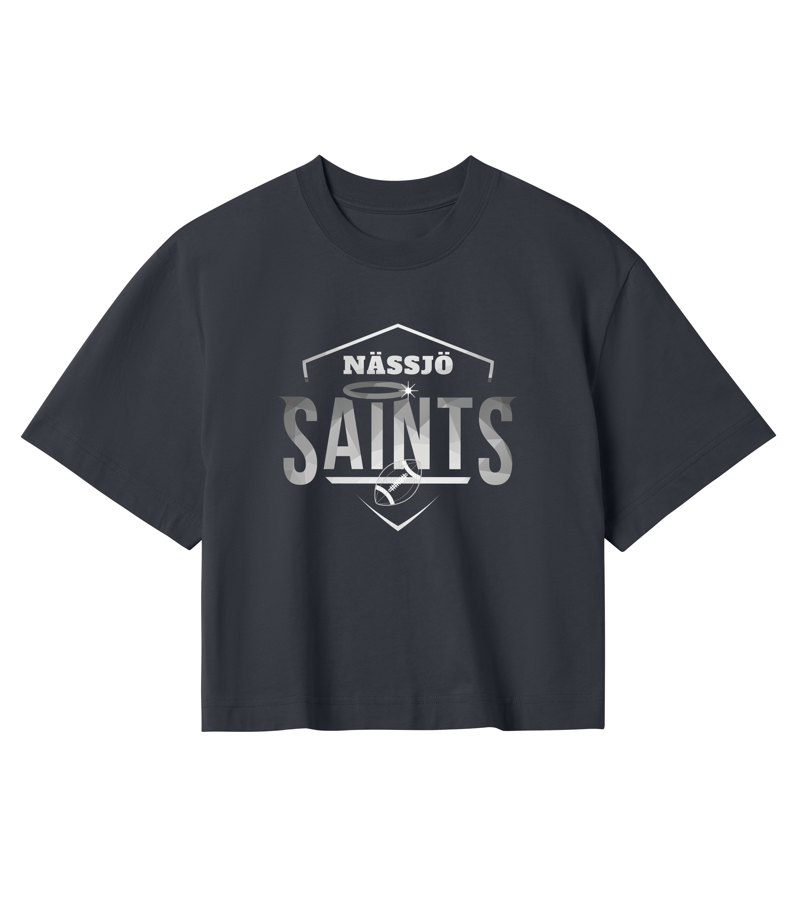 Nässjö Saints Women's black crop top with boxy cut and logo print