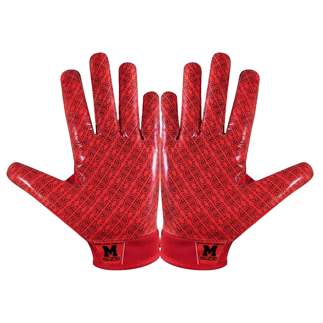 Reyrr ZERO gloves with red silicone grip and breathable nylon back, designed for athletes seeking performance and comfort.