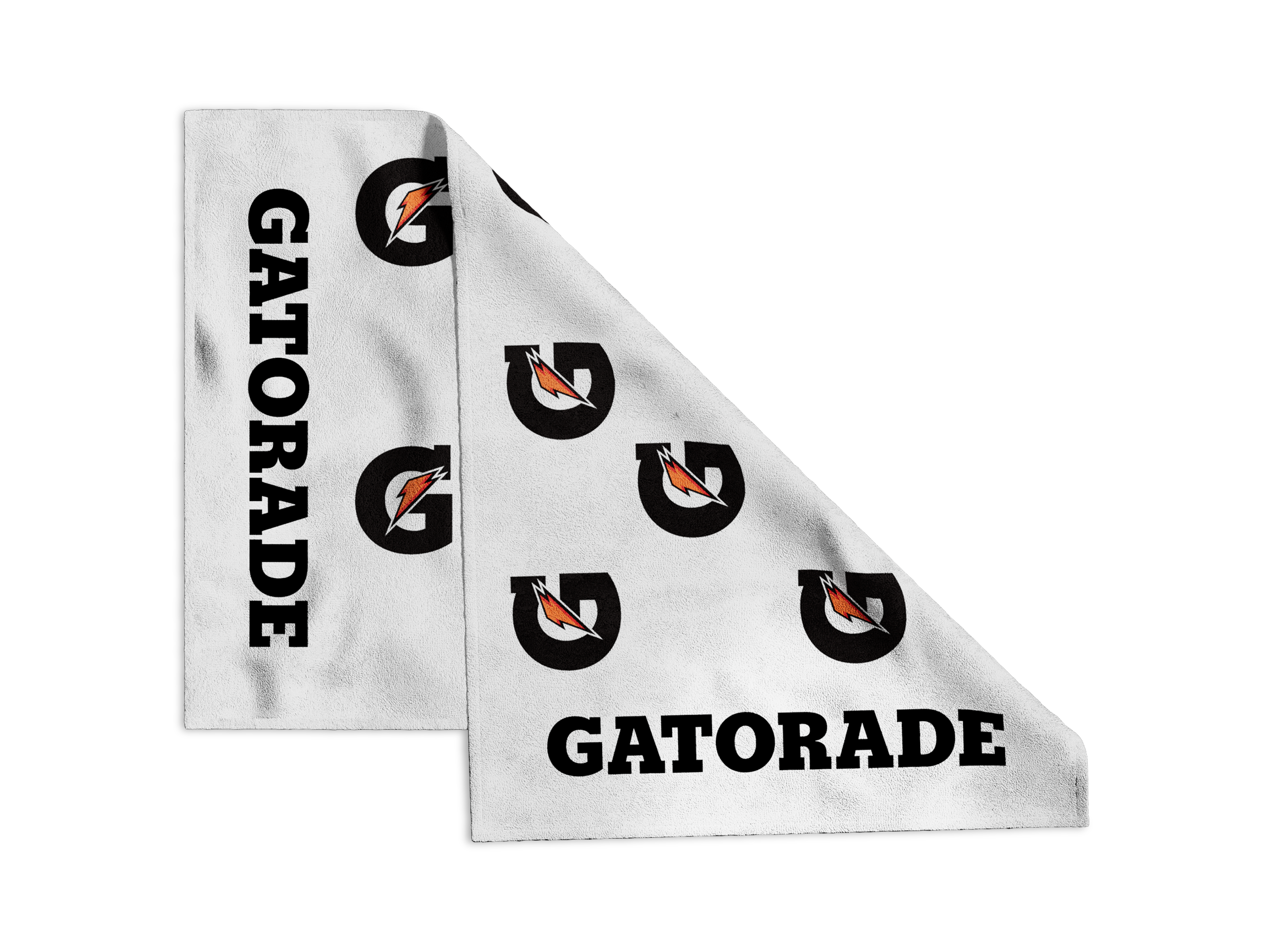 Gatorade premium sideline towel in white with G logo, two towels shown