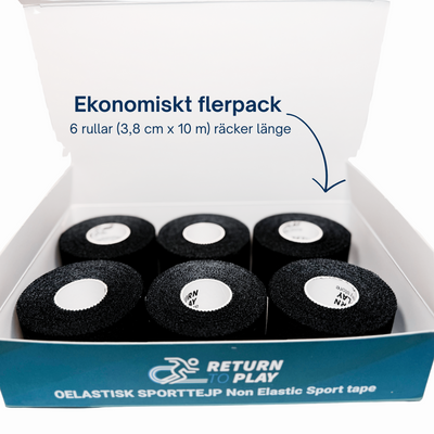 Return to Play Sports Tape Black 6-Pack 3.8 cm x 10 m
