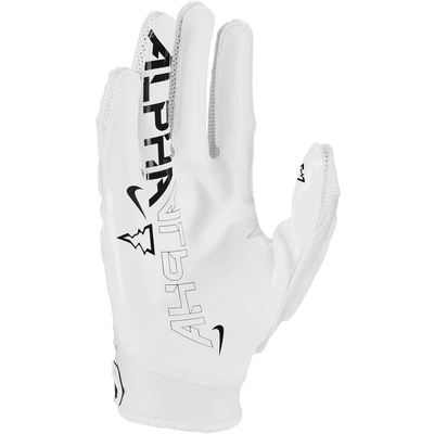 White Nike Superbad 6.0 football glove with Magnigrip palm and protective padding