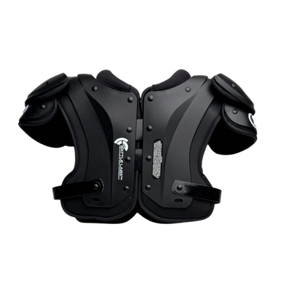 Battle Phantom youth shoulder pads in black with lightweight low profile design for American football players