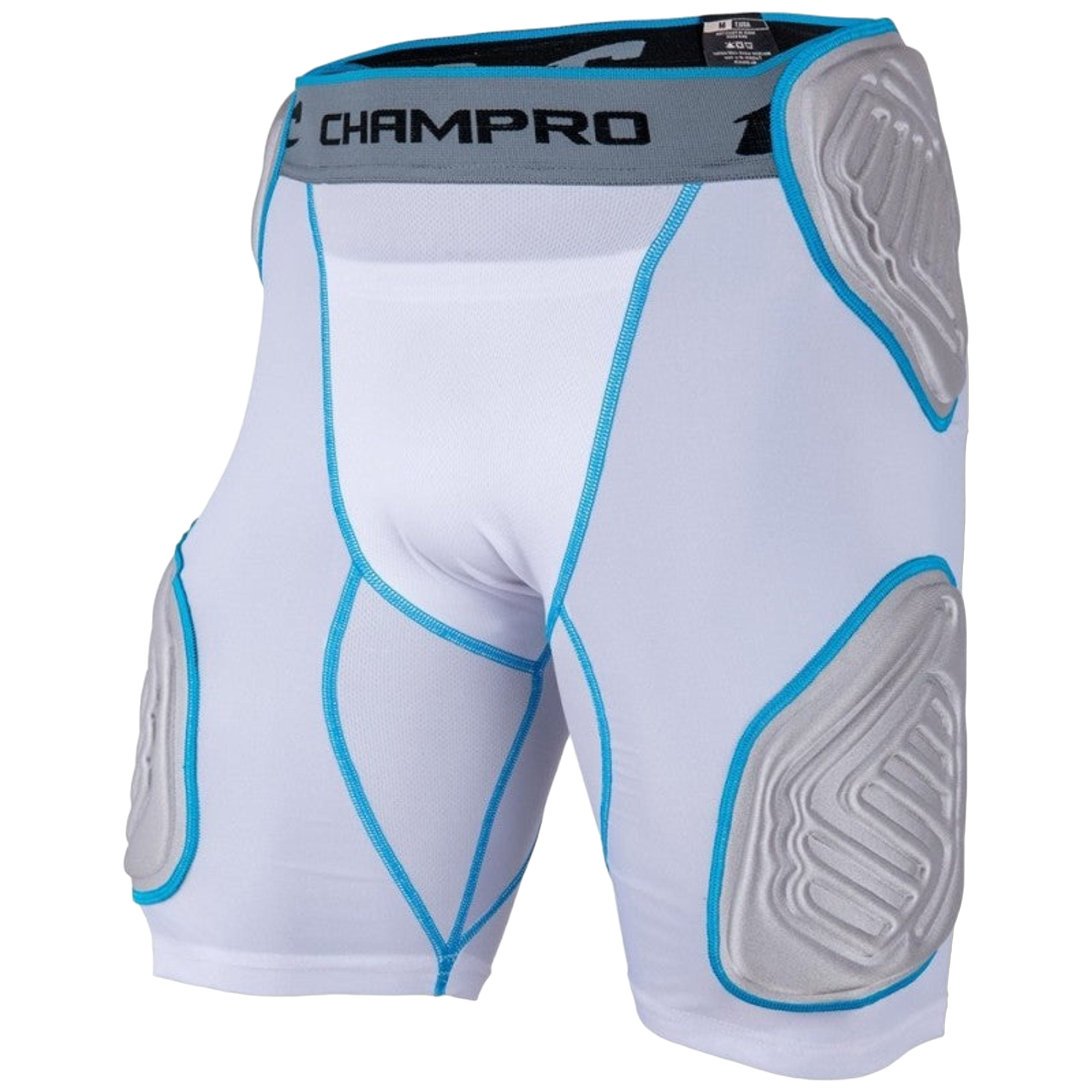 Champro Bull Rush padded compression shorts with thigh protection and moisture-wicking fabric