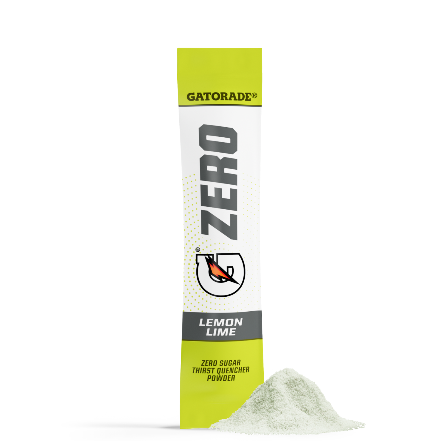 Gatorade Zero Lemon Lime powder packet on a white background
