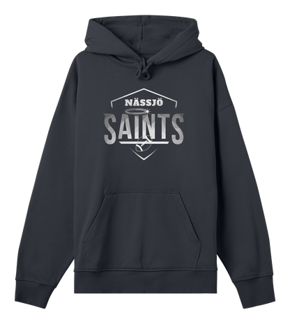 Nässjö Saints Boxy Hoodie men's organic cotton fleece with relaxed fit and kangaroo pocket