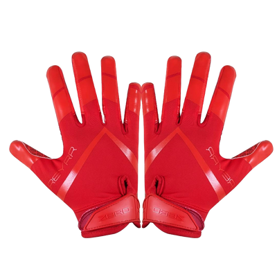 Red Reyrr Zero gloves with enhanced grip technology, lightweight and breathable design for football and floorball players.