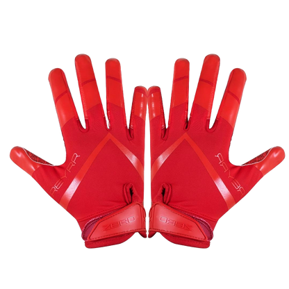 Red Reyrr Zero gloves with enhanced grip technology, lightweight and breathable design for football and floorball players.
