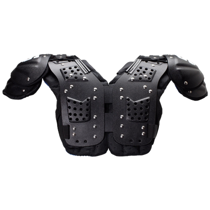 Schutt Mid Flex 4.0 youth football shoulder pads with perforated dual-density padding and adjustable belt system for protection and flexibility